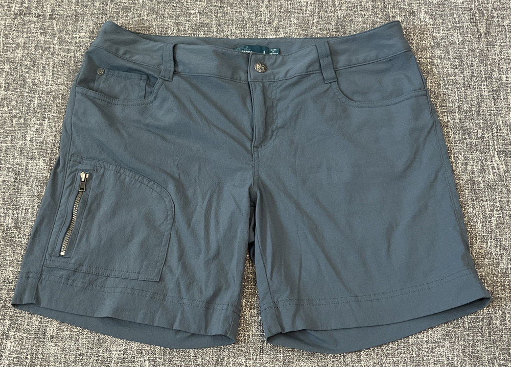 PrAna Shorts Womens 8 Teal Blue Style Haze Outdoor Hiking Stretch Zipper Pocket